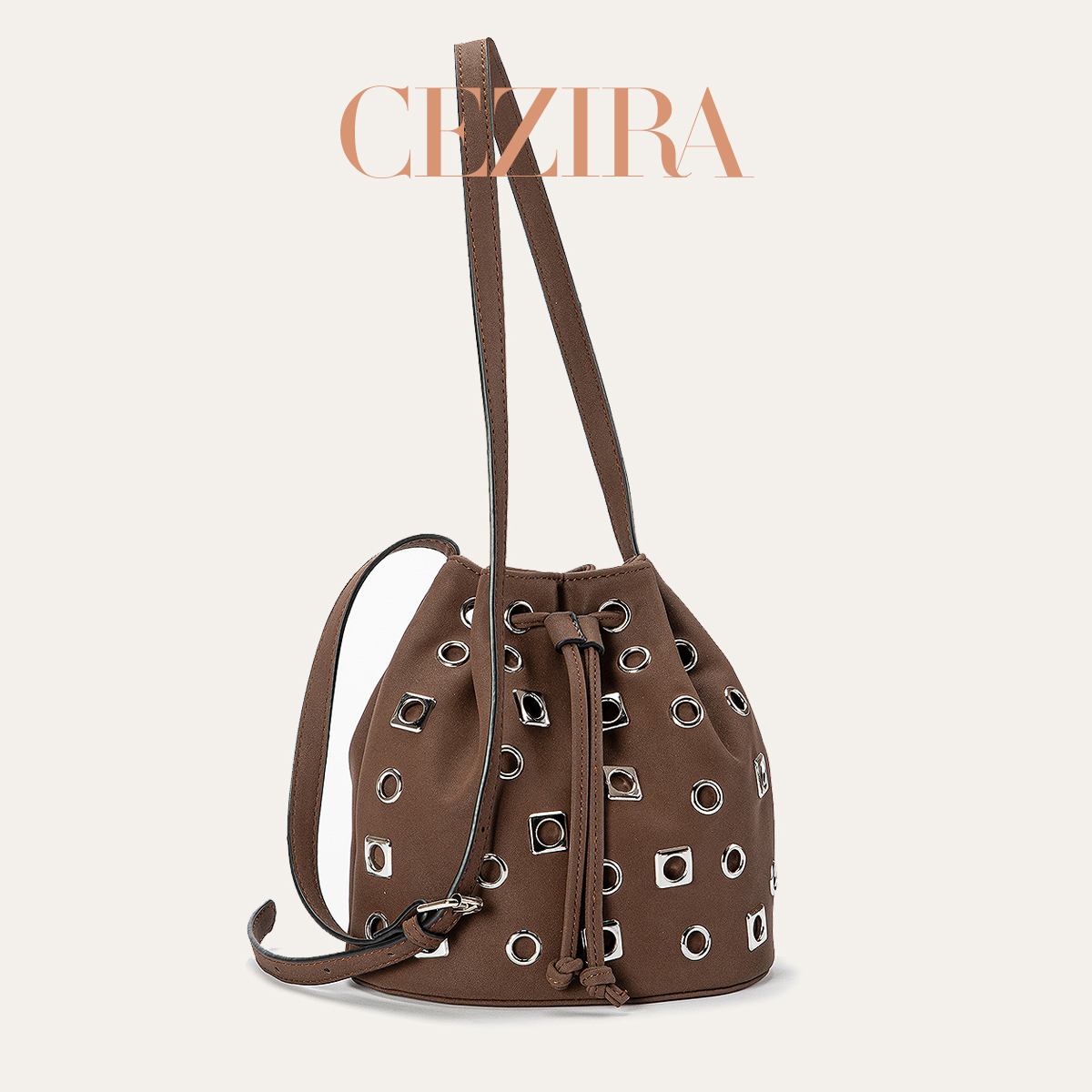 Luxury Bags Vegan Leather - CR Kadın Lüks Punk Oyuklu Kova
