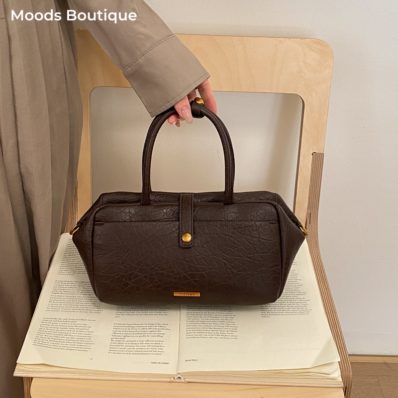 Luxury Bags Vegan Leather - MOODS Vintage Üstten Saplı Çanta Kadınlar