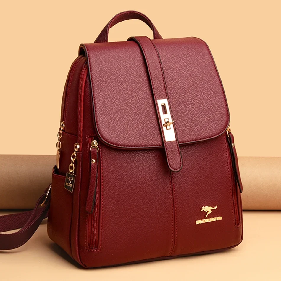 Luxury Zipper Bags - Kadın Deri Büyük Kapasiteli Sırt Çantası