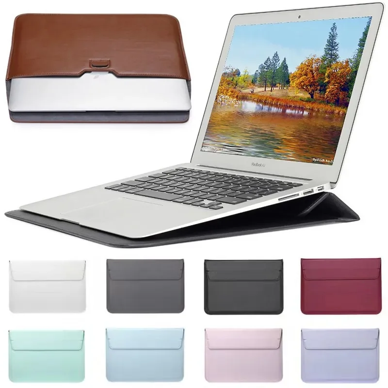Laptop Bag Leather 15 - PU Deri Standı ile Dizüstü Bilgisayar