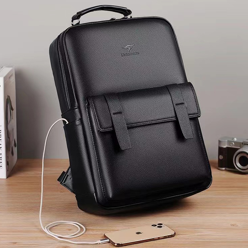 Luxury Zipper Bags - USB arayüzlü erkek lüks deri sırt