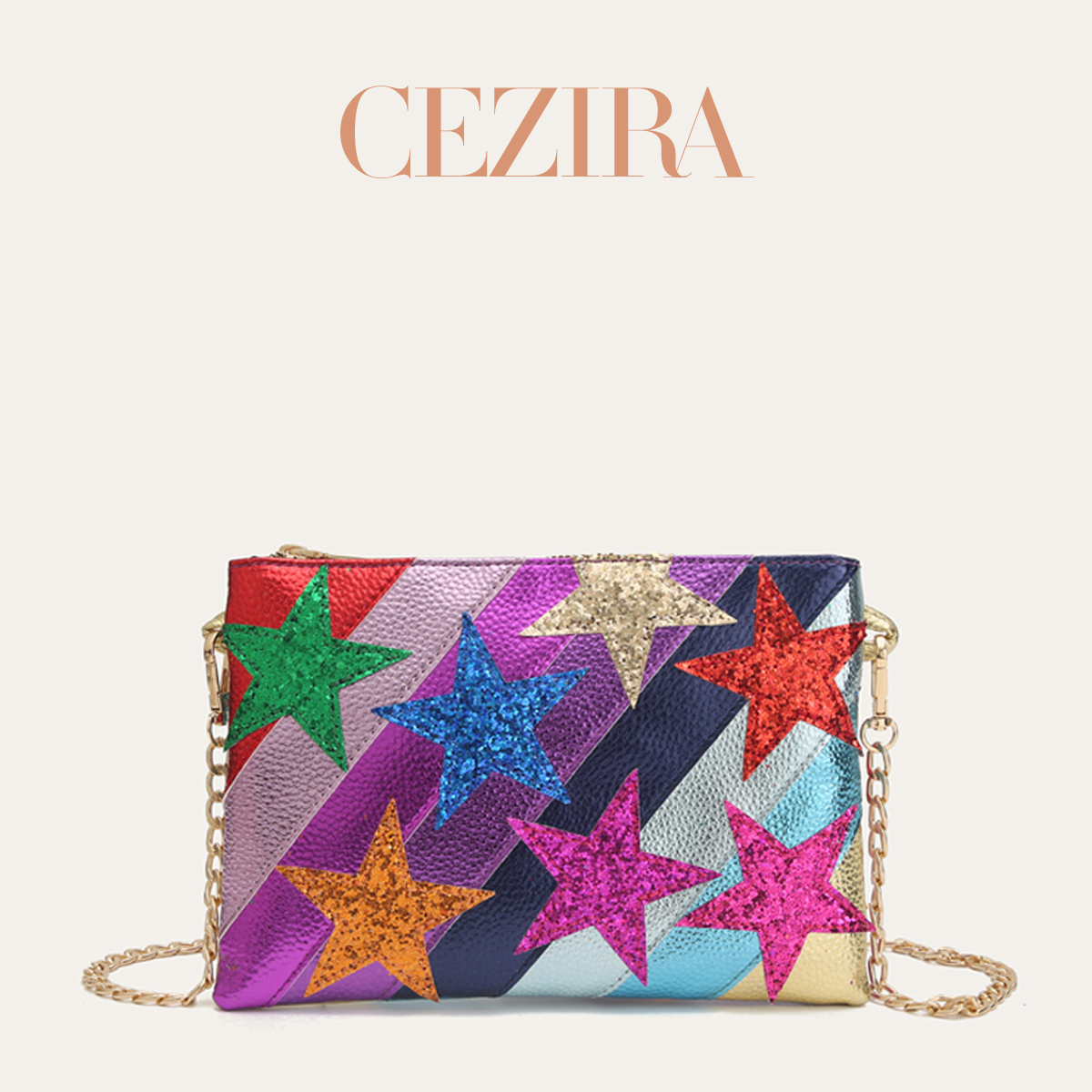 CR Yıldız Desenli Renkli Çizgi - Luxury Bags Vegan Leather incelemesi ve fiyatı